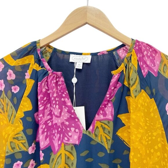 NWT Mud Pie Colleen Maxi Dress Navy Floral Ruffled Flowy Long Sleeve Size Medium - Picture 9 of 12